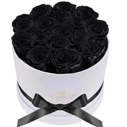 Prifroti 17 preserved roses arranged in a pristine white suede gift box