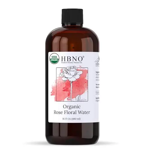 HBNO California Bottled Organic Rose Water large 16oz bottle with sprayer