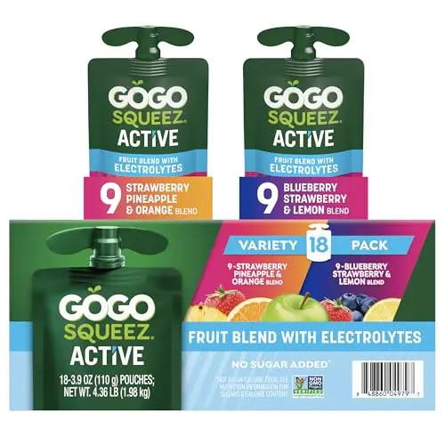 GoGo squeeZ Active Fruit Blend pouches in a variety pack