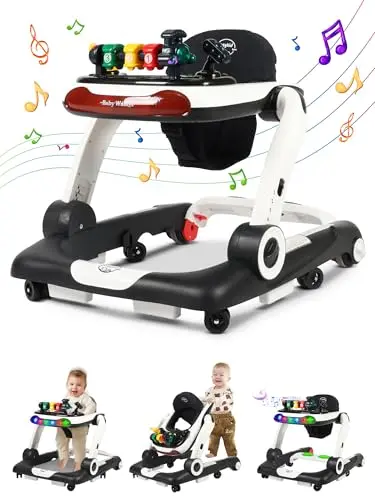 BIUSIKAN black baby walker with light-up music panel