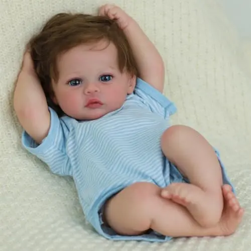 SCOM 18-inch realistic reborn baby doll boy with soft weighted body and accessories