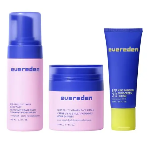 Evereden Daily skincare bundle for kids including face wash, cream, lotion, and sunscreen