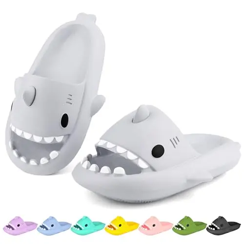 LUYOO kids shark-themed cloud slide sandals