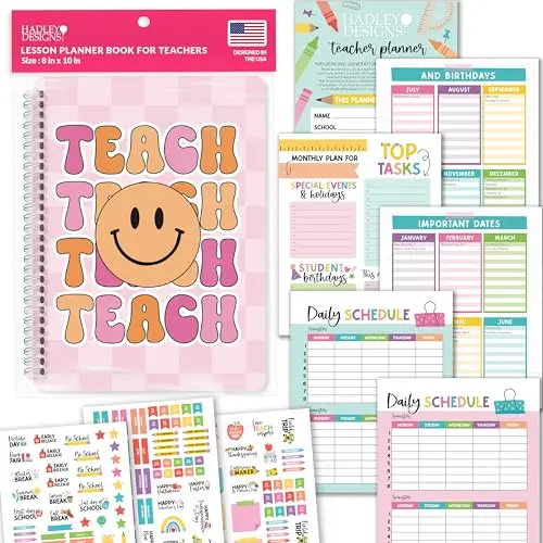 Hadley Designs Retro Green Cardstock Teacher Planner