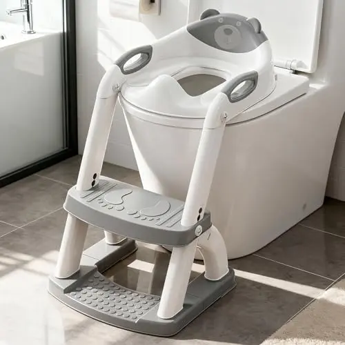 SKYROKU Upgrade Toddler Toilet Seat with Step Stool in Grey