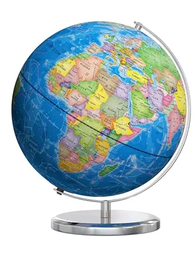 SOUNDANCE 13 inch large educational globe with metal base for kids