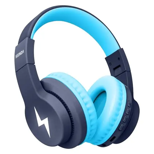 Seenda JCH-01 kids wireless headphones in dark blue with LED lights