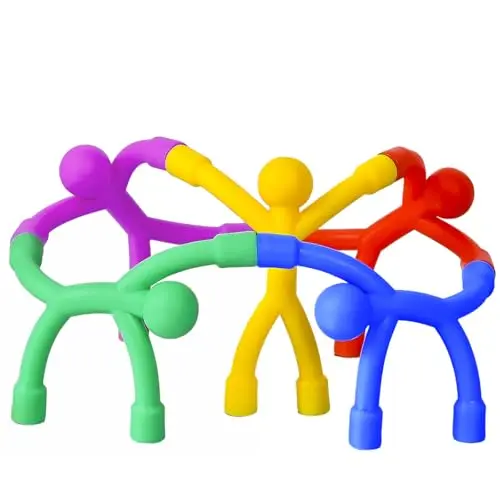 Set of small, colorful, bendable magnetic character fidget toys