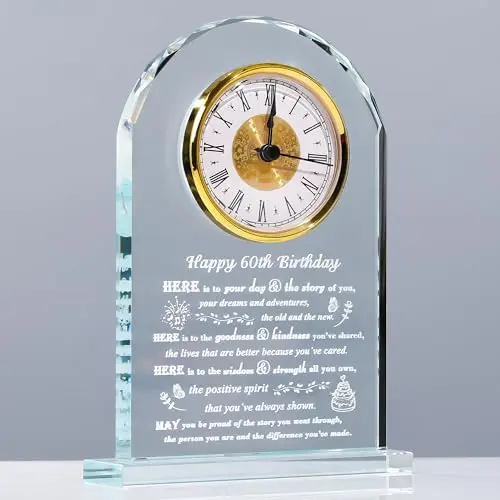MOVDYKA personalized 60th birthday crystal clock with laser engraving