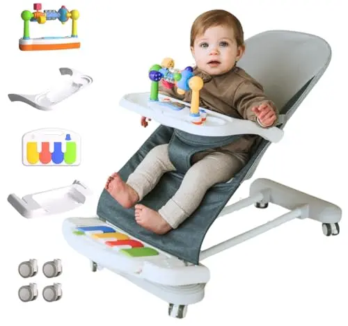 CuddoBaby 4-in-1 baby bouncer with wheels in blue