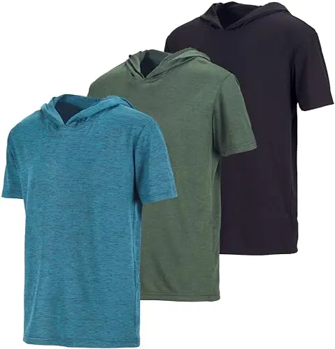 Real Essentials short sleeve dry-fit hoodie for boys in a 3-pack