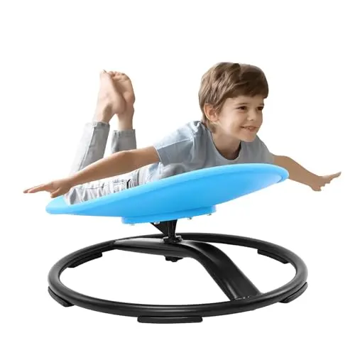 Blue Zhenx spinning swivel chair for kids on a metal base