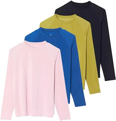 Real Essentials women's long sleeve rash guard in a multipack with UPF 50+ protection