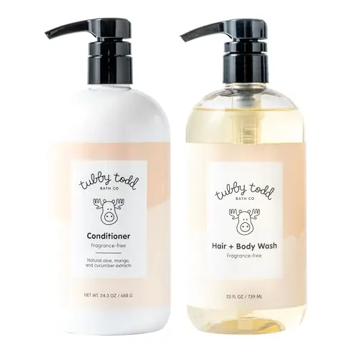Tubby Todd fragrance-free baby shampoo and conditioner set