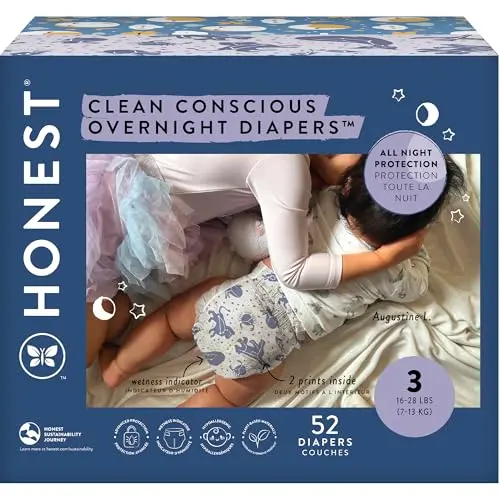 The Honest Company Clean Conscious Overnight Diapers in Cozy Cloud print