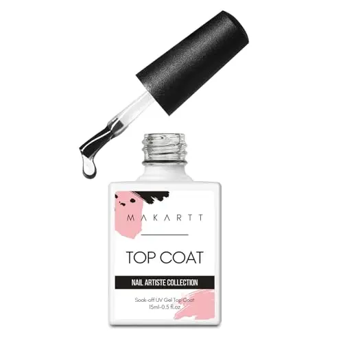 Makartt Gel Top Coat No Wipe bottle with clear gel and brush