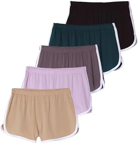 Real Essentials girls dry-fit athletic dolphin shorts in a five-pack
