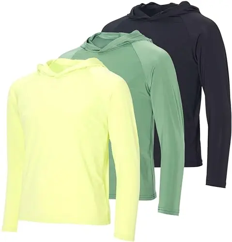 Real Essentials 3-pack hooded rashguard for boys with long sleeves and UV protection