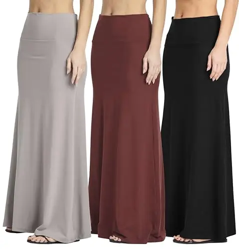 Real Essentials Ultra-Soft Flowy Maxi Skirt in vibrant colors