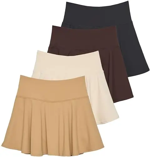 Real Essentials skater pleated tennis skort with built-in shorts and side pockets