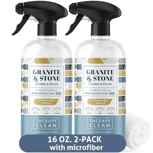 Therapy Granite Cleaner and Polish two-pack with microfiber cloth