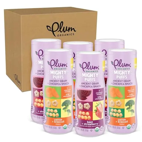 Plum Organics Mighty Puffs variety pack canisters
