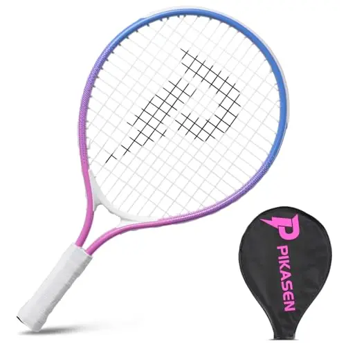PIKASEN 19-inch pink tennis racket for young children with a large head