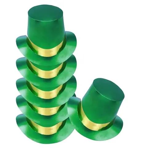 PMU St. Patrick's Day leprechaun top hat with foil curved brim, package of 6