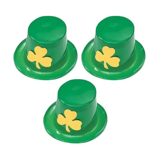 PMU 3-piece St. Patrick's Day plastic top hat set for decorations and party supplies