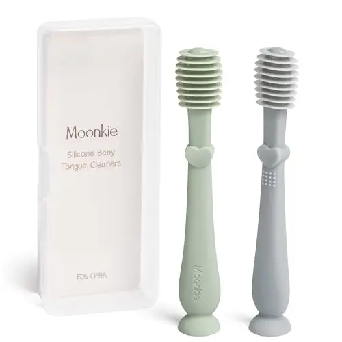 Moonkie Baby Tongue Cleaner Kit with silicone brush and storage box