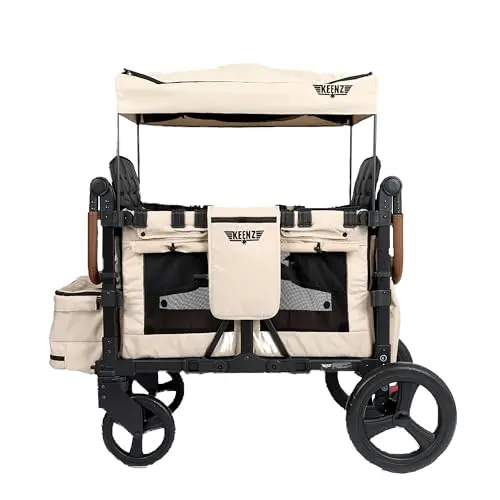Keenz VYOO 4-seater stroller wagon in mocha color with canopy