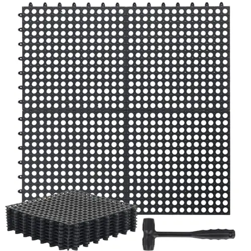 Drydiet black interlocking floor tiles with plastic hammer