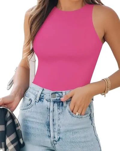 MANGOPOP Basic Ribbed Bodysuit with round crew neck