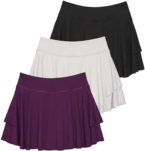 Real Essentials layered ruffle flowy tennis golf skort with pockets