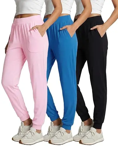 Real Essentials 3-pack women's ribbed lounge joggers for casual wear