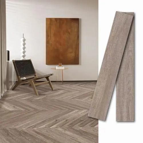 MULGREAT thick vinyl plank flooring in Smoky Gray Pine wood grain