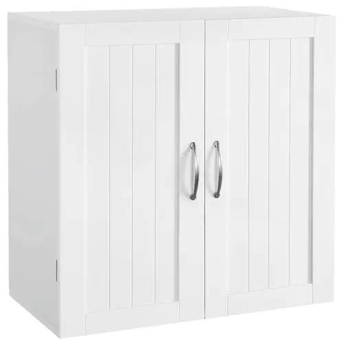 Yaheetech small white wall cabinet for bathroom or laundry room