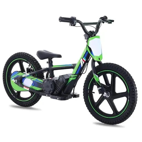 AIII green lightweight electric dirt bike for kids on dirt
