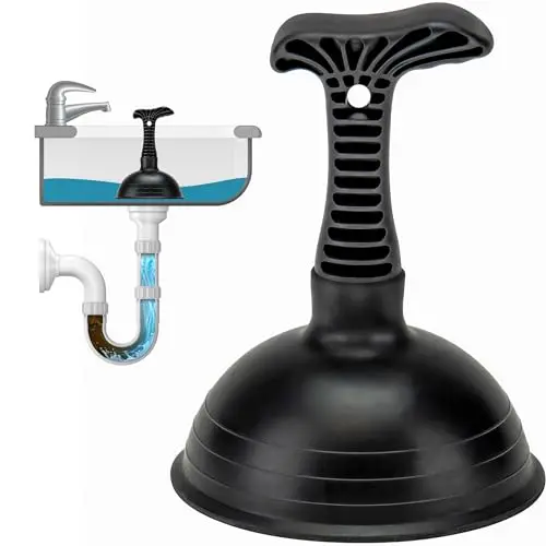 SteadMax commercial grade sink plunger with large rubber cup