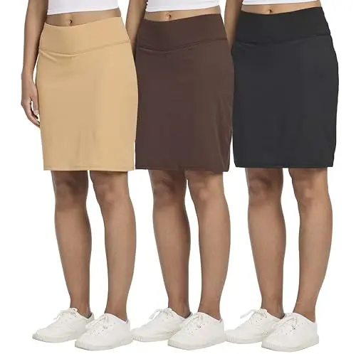Real Essentials 20-inch knee-length women's golf skort in a flared silhouette