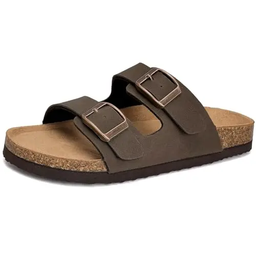 Torotto kids' sandals with cork-style insole and adjustable straps in dark brown