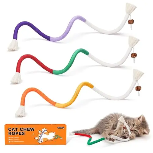 Potaroma 3-Pack Organic Cotton Cat Chew Rope Toys with Catnip