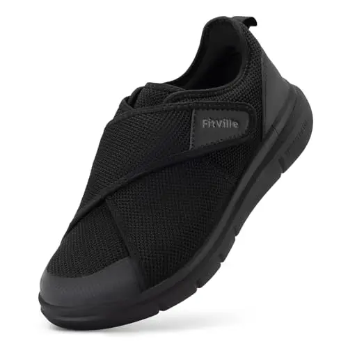 FitVille Men's Extra Wide Diabetic Shoes with Adjustable Closure
