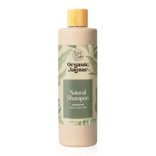 Organic Jaguar Sulfate Free Shampoo bottle with castor oil and aloe vera