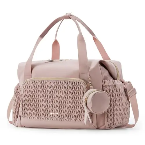mommore quilted diaper tote bag with insulated bottle pockets