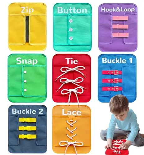 Craftstory Montessori busy board with shoe tying and buckles