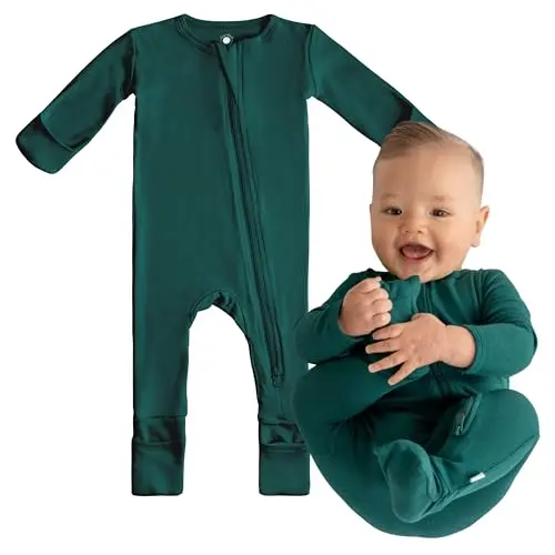 Dreamland Baby Bamboo Viscose Baby Pajamas in forest green