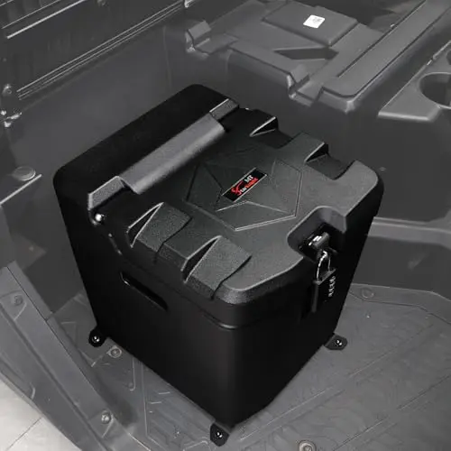 StarknightMT Ranger Under Seat Storage Box in black, designed to fit beneath the seat of a Polaris Ranger.