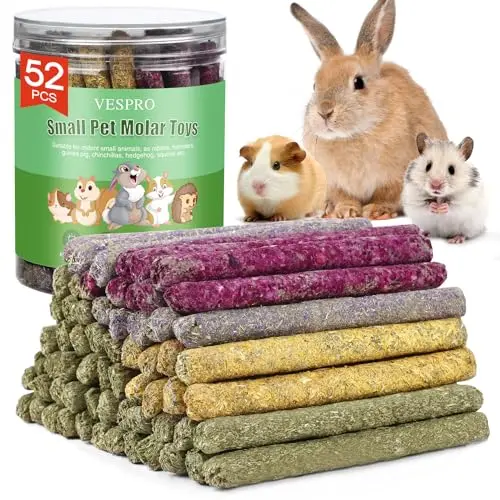 VESPRO 52-piece variety pack of natural rabbit chew sticks with flowers
