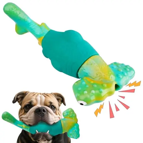 BIKIISEN green hammerhead shark shaped durable dog chew toy